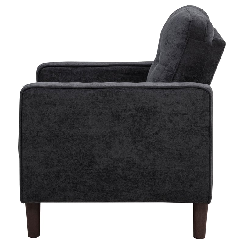 Coaster Bowen II Transitional Tufted Fabric Track Arm Accent Chair in Steel Gray