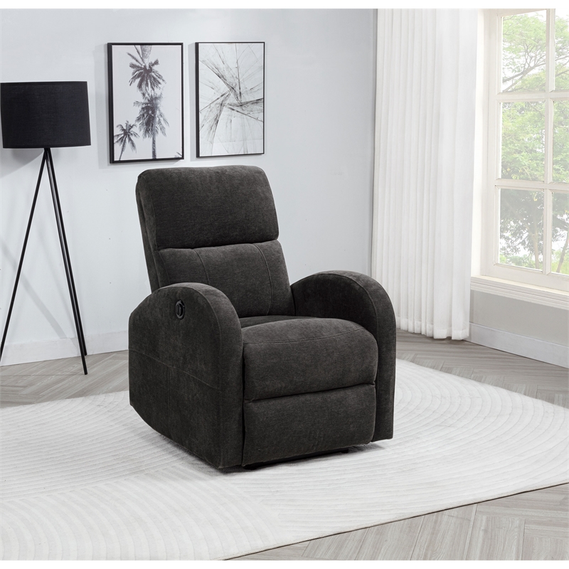 Coaster Grant Transitional Fabric Power Recliner Chair in Charcoal Gray