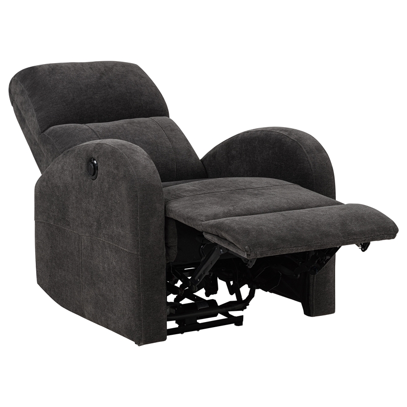 Coaster Grant Transitional Fabric Power Recliner Chair in Charcoal Gray