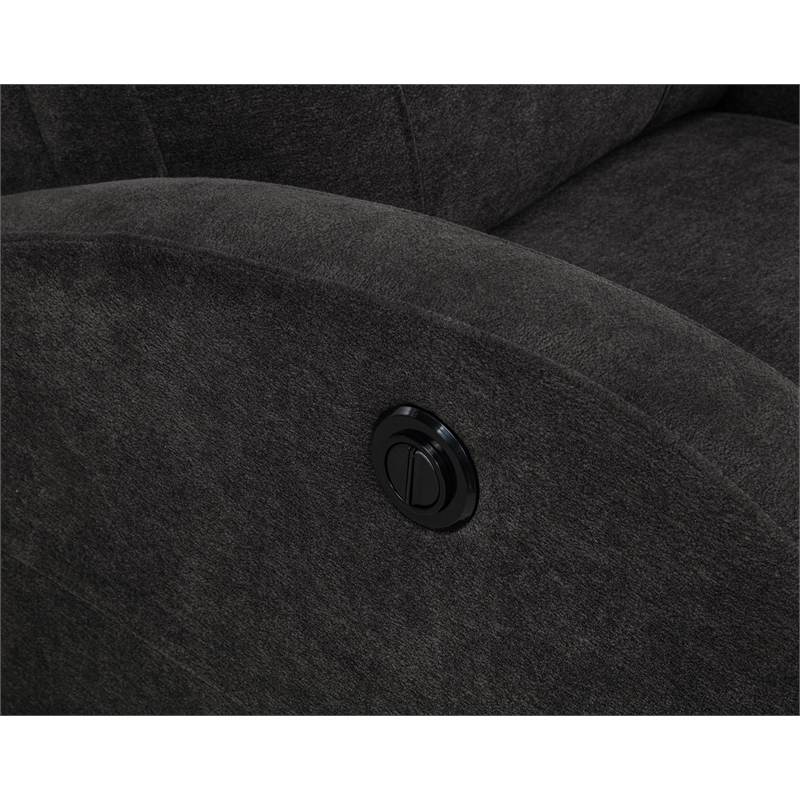 Coaster Grant Transitional Fabric Power Recliner Chair in Charcoal Gray