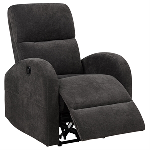 Coaster Grant Transitional Fabric Power Recliner Chair in Charcoal Gray