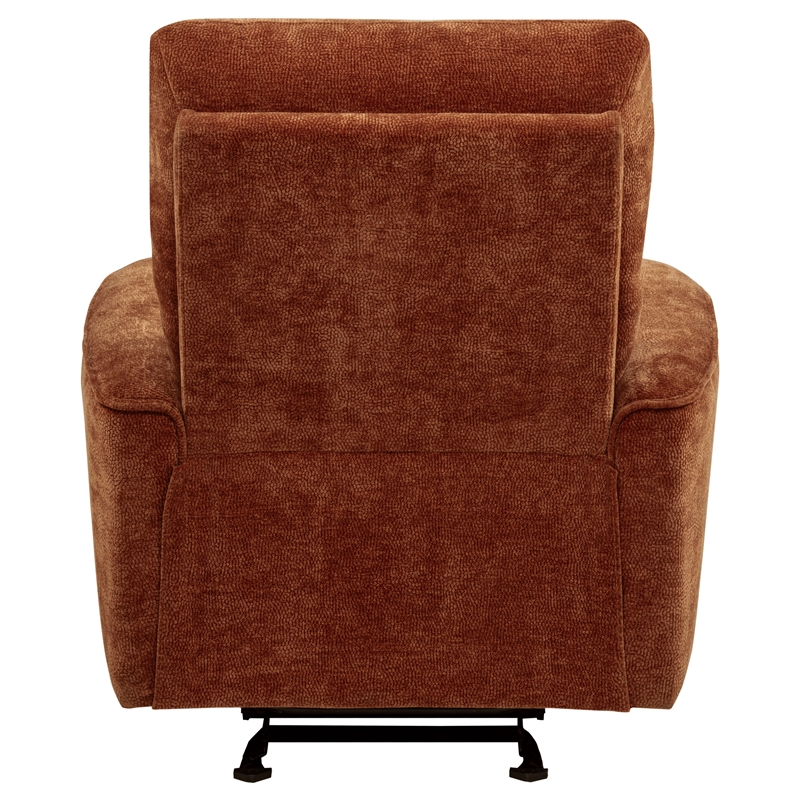 Coaster Navarro Transitional Tufted Chenille Glider Recliner in Burnt Orange