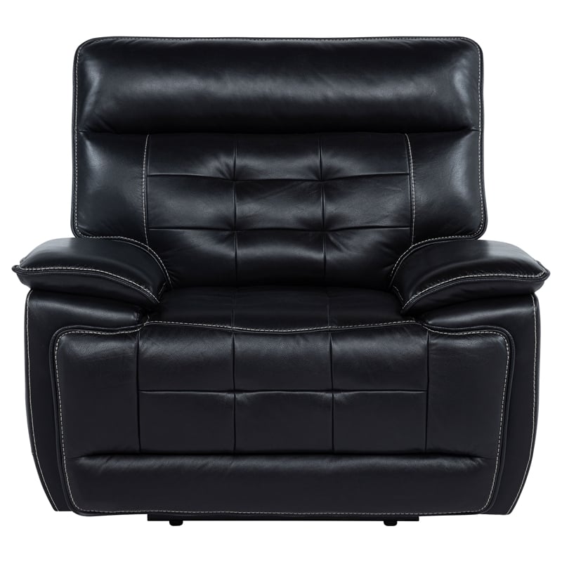 Coaster Hewitt Transitional Tufted Leather Dual Power Recliner Chair in Black