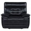 Coaster Hewitt Transitional Tufted Leather Dual Power Recliner Chair in Black