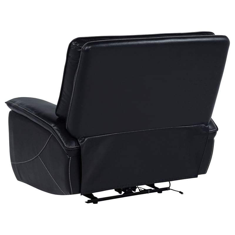 Coaster Hewitt Transitional Tufted Leather Dual Power Recliner Chair in Black