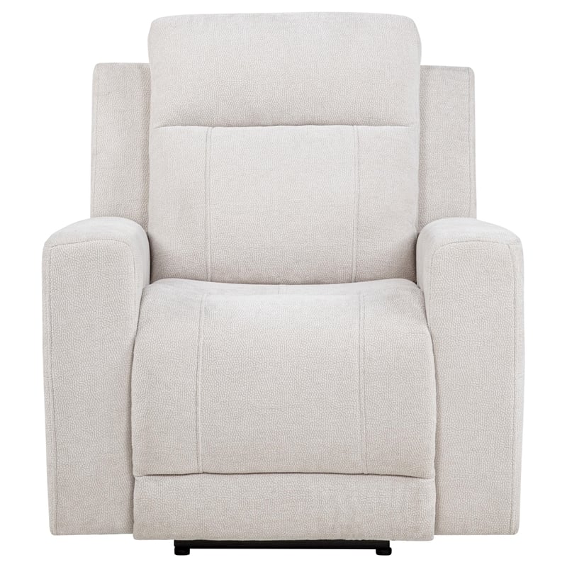 Coaster Kennett Transitional Upholstered Chenille Power Recliner Chair in Ivory