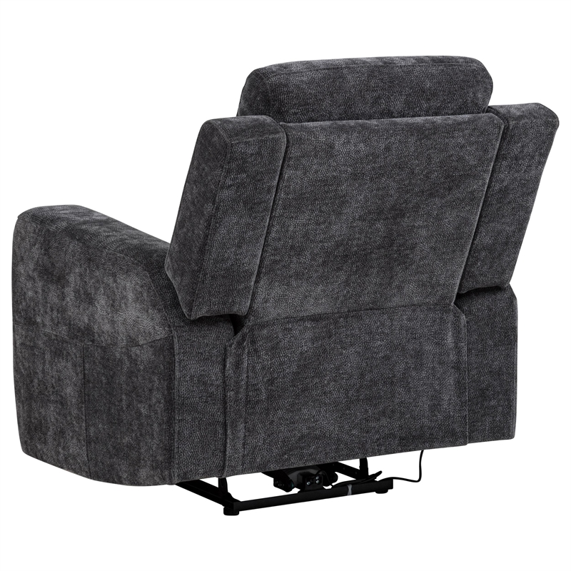 Coaster Kennett Transitional Chenille Power Recliner Chair in Dark Gray