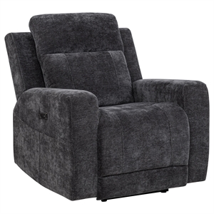 Coaster Kennett Transitional Chenille Power Recliner Chair in Dark Gray