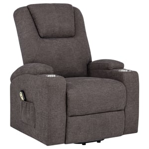 Coaster Louie Transitional Chenille Power Lift Massage Chair in Brown