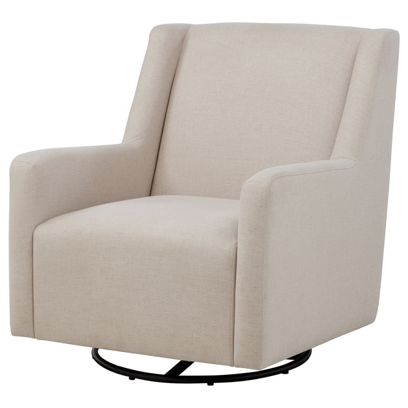 Coaster Sorrel Transitional Upholstered Fabric Swivel Glider Arm Chair in Latte