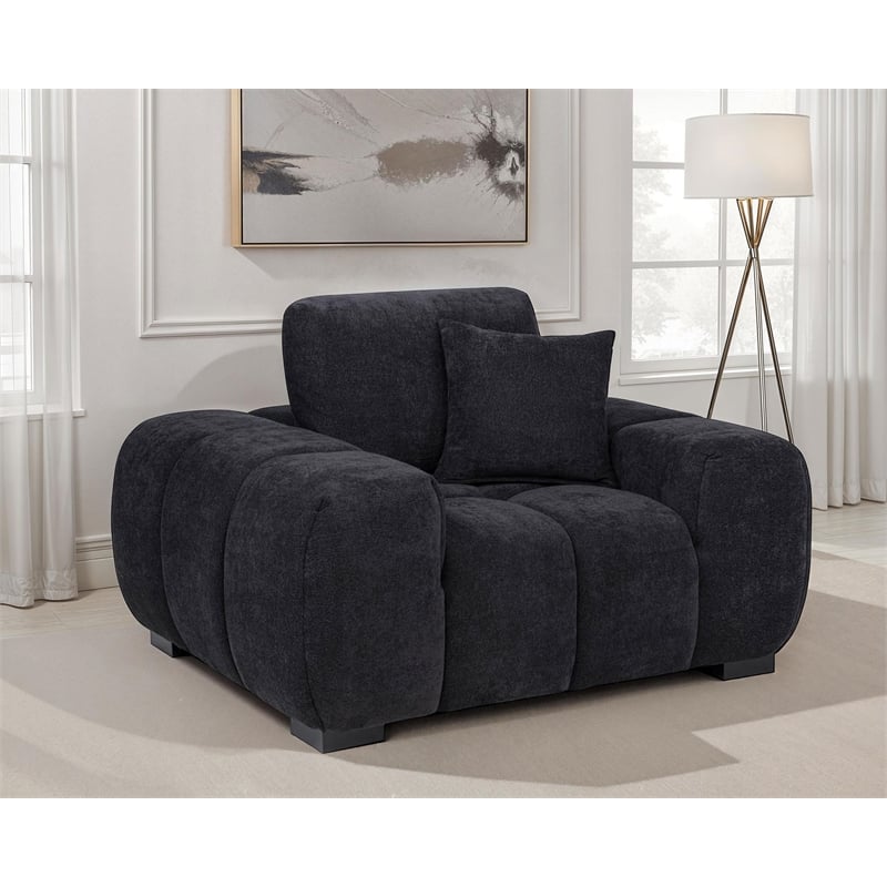 Coaster Octavia Contemporary Upholstered Fabric Track Arm Accent Chair in Black