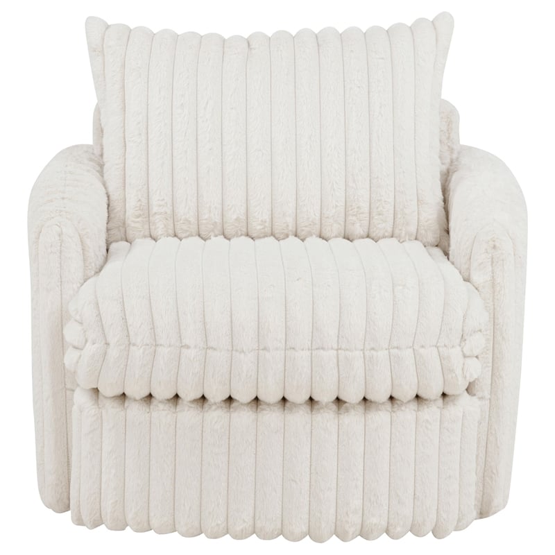 Coaster Sarco Transitional Corduroy Fabric Swivel Accent Arm Chair in Ivory