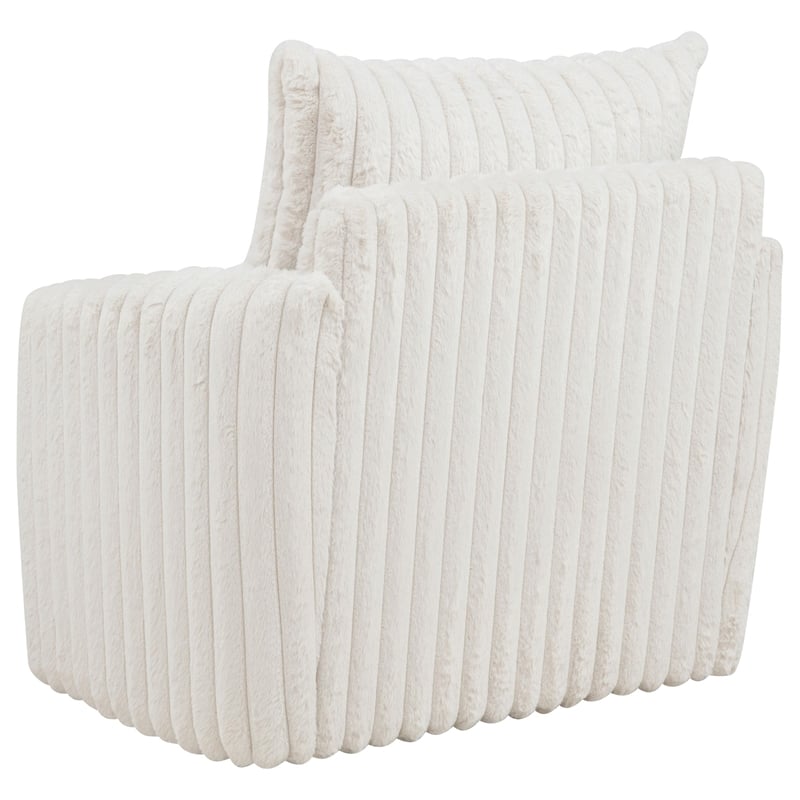 Coaster Sarco Transitional Corduroy Fabric Swivel Accent Arm Chair in Ivory