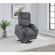 Coaster Louie Transitional Chenille Power Lift Massage Chair in Dark Gray