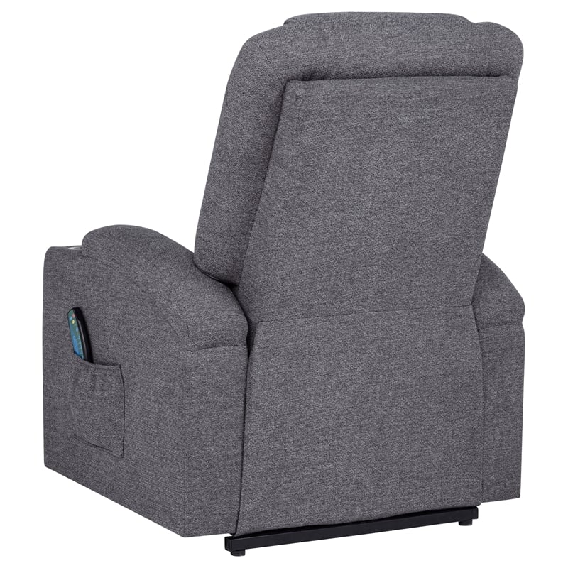 Coaster Louie Transitional Chenille Power Lift Massage Chair in Dark Gray