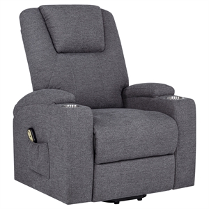 Coaster Louie Transitional Chenille Power Lift Massage Chair in Dark Gray