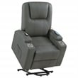 Coaster Armstrong Transitional Faux Leather Power Lift Massage Recliner in Gray