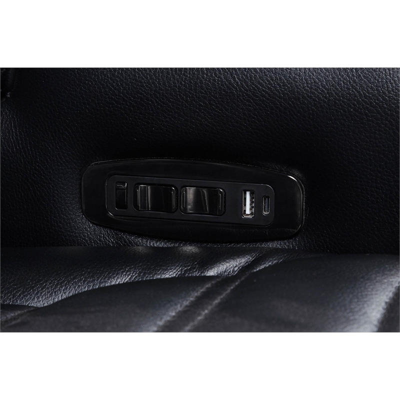 Coaster Zuma Upholstered Faux Leather Dual Power Reclining LED Loveseat in Black