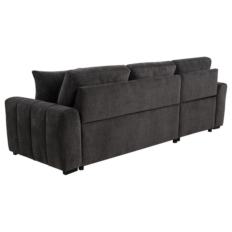 Coaster Pastrana Fabric Sleeper Sectional Sofa LAF Chaise in Charcoal Gray