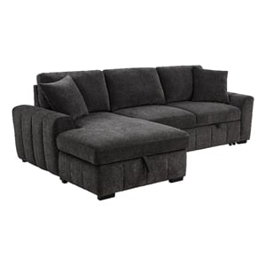 Coaster Pastrana Fabric Sleeper Sectional Sofa LAF Chaise in Charcoal Gray