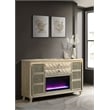 Coaster Lorient 8-drawer Wood LED Bedroom Flame Box Dresser in Ivory/Camel