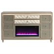 Coaster Lorient 8-drawer Wood LED Bedroom Flame Box Dresser in Ivory/Camel