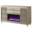 Coaster Lorient 8-drawer Wood LED Bedroom Flame Box Dresser in Ivory/Camel