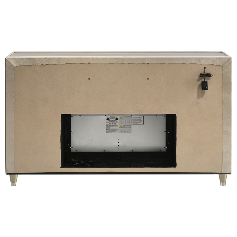 Coaster Lorient 8-drawer Wood LED Bedroom Flame Box Dresser in Ivory/Camel