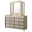 Coaster Lorient 8-drawer Traditional Wood LED Dresser with Mirror in Ivory/Camel
