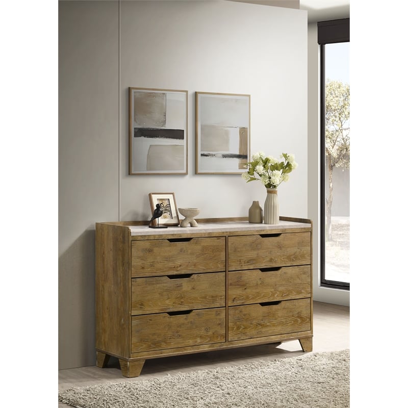 Coaster Henderson 6-drawer Wood Bedroom Dresser Cabinet in Medium Oak Brown