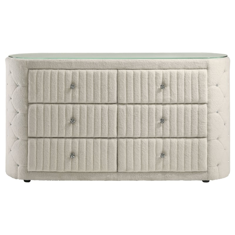 Coaster Sonya 6-drawer Modern Classic Wood Bedroom Dresser in Ivory White