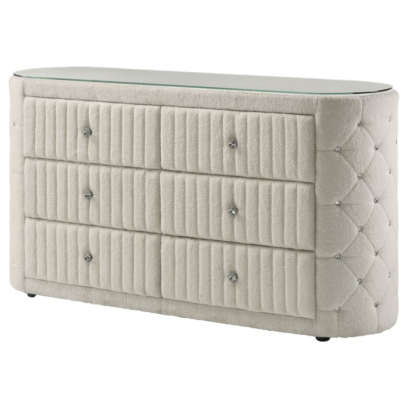 Coaster Sonya 6-drawer Modern Classic Wood Bedroom Dresser in Ivory White