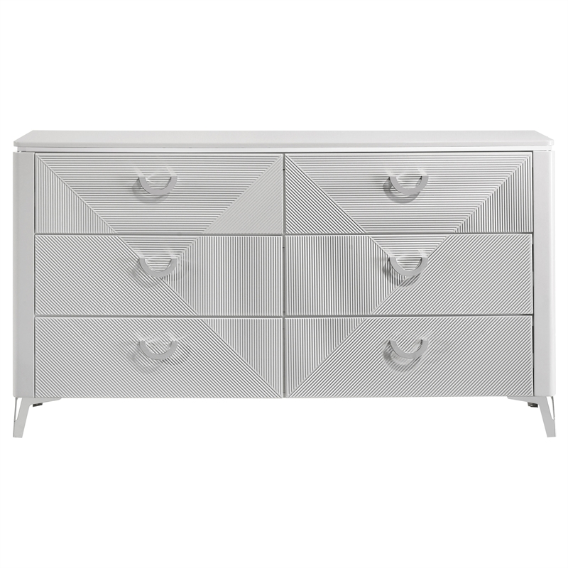 Coaster Cassia 6-drawer Wood Bedroom Dresser Cabinet in White High Gloss