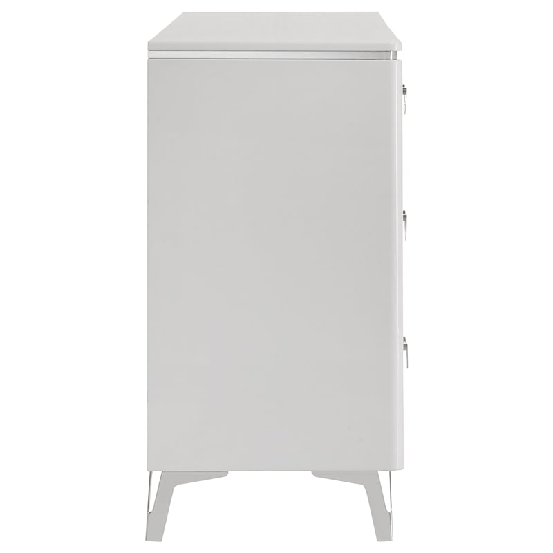 Coaster Cassia 6-drawer Wood Bedroom Dresser Cabinet in White High Gloss