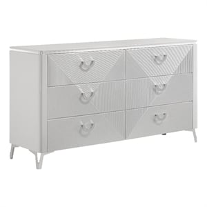 Coaster Cassia 6-drawer Wood Bedroom Dresser Cabinet in White High Gloss