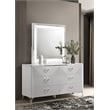 Coaster Cassia 6-drawer Wood Dresser Cabinet with Mirror in White High Gloss