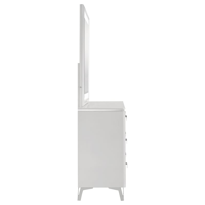 Coaster Cassia 6-drawer Wood Dresser Cabinet with Mirror in White High Gloss