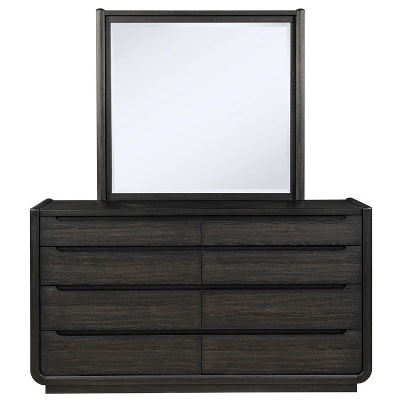 Coaster Leandro 8-drawer Wood Bedroom Dresser with Mirror in Burnished Black