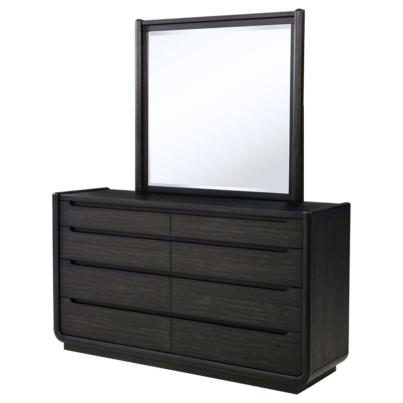 Coaster Leandro 8-drawer Wood Bedroom Dresser with Mirror in Burnished Black