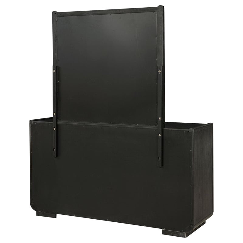 Coaster Leandro 8-drawer Wood Bedroom Dresser with Mirror in Burnished Black