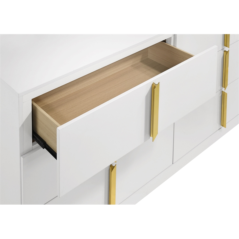 Coaster Ines 6-drawer Wood Bedroom Dresser Cabinet in White High Gloss