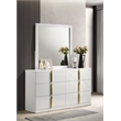 Coaster Ines 6-drawer Wood Bedroom Dresser with Mirror in White High Gloss