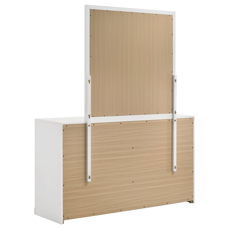 Coaster Ines 6-drawer Wood Bedroom Dresser with Mirror in White High Gloss