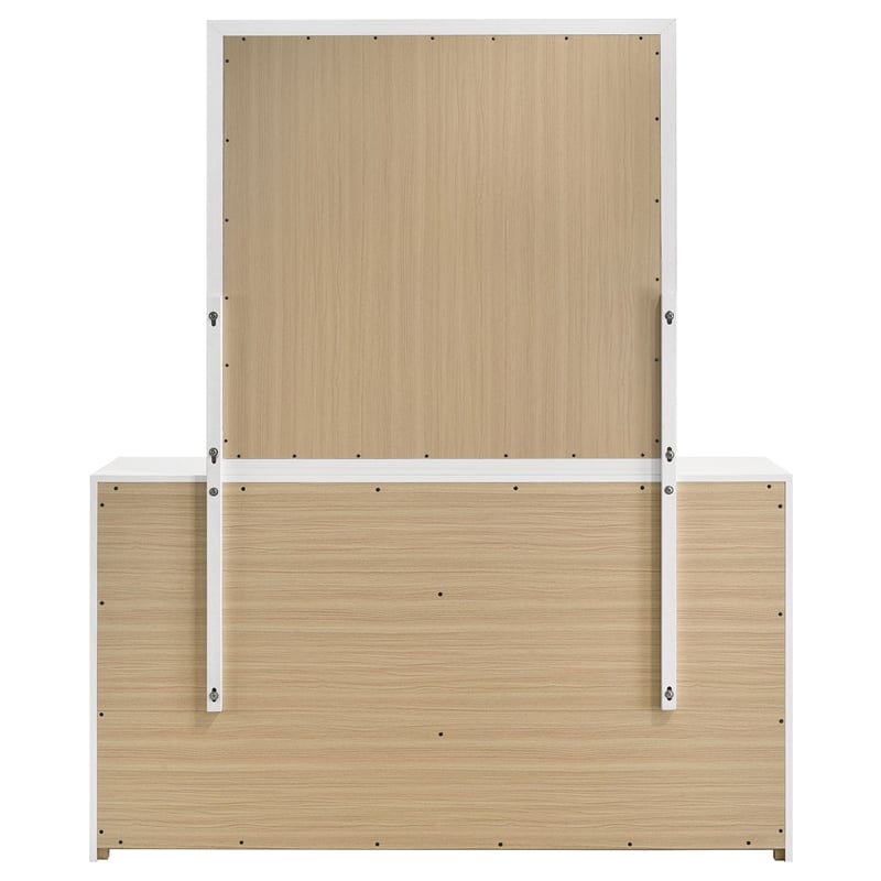 Coaster Ines 6-drawer Wood Bedroom Dresser with Mirror in White High Gloss