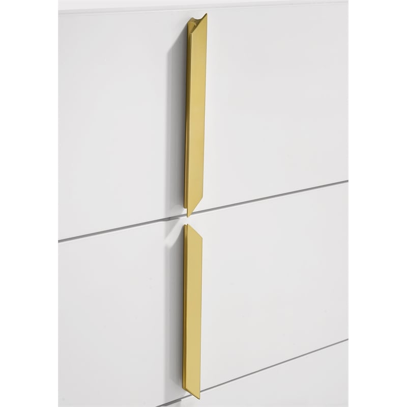 Coaster Ines 6-drawer Wood Bedroom Dresser with Mirror in White High Gloss