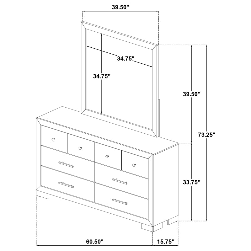 Coaster Arielle 6-drawer Wood Bedroom Dresser with Mirror in Light Oak Brown