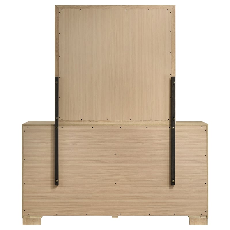 Coaster Arielle 6-drawer Wood Bedroom Dresser with Mirror in Light Oak Brown