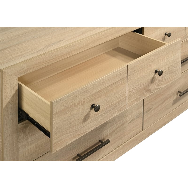 Coaster Arielle 6-drawer Wood Bedroom Dresser with Mirror in Light Oak Brown