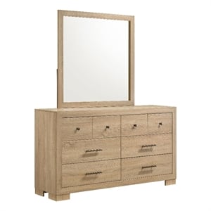 Coaster Arielle 6-drawer Wood Bedroom Dresser with Mirror in Light Oak Brown