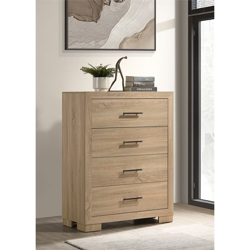 Coaster Arielle 4-drawer Transitional Wood Bedroom Chest in Light Oak Brown